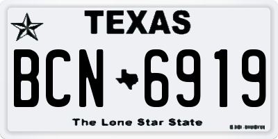 TX license plate BCN6919