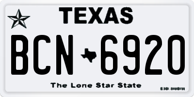 TX license plate BCN6920