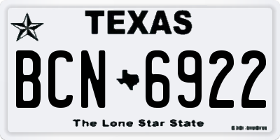 TX license plate BCN6922