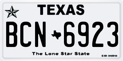 TX license plate BCN6923