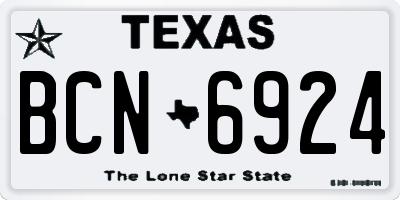 TX license plate BCN6924