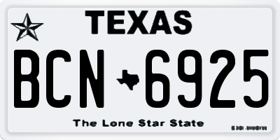 TX license plate BCN6925