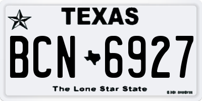 TX license plate BCN6927