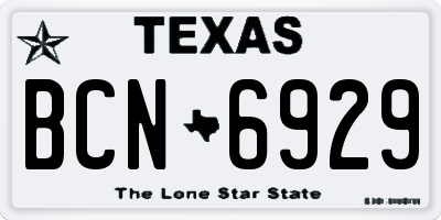 TX license plate BCN6929