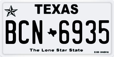 TX license plate BCN6935