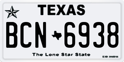 TX license plate BCN6938