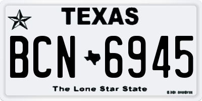 TX license plate BCN6945