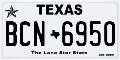 TX license plate BCN6950