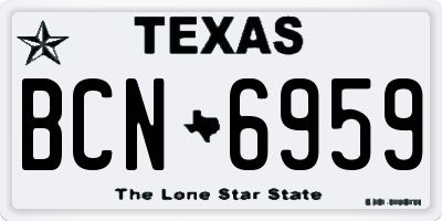 TX license plate BCN6959
