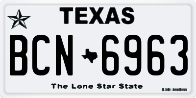 TX license plate BCN6963