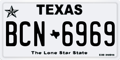 TX license plate BCN6969