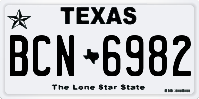 TX license plate BCN6982
