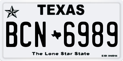 TX license plate BCN6989