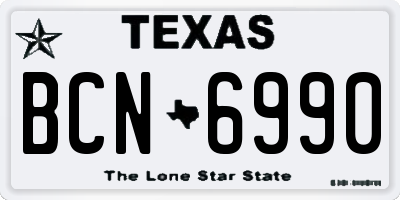 TX license plate BCN6990