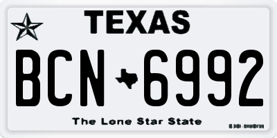 TX license plate BCN6992