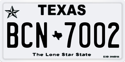 TX license plate BCN7002