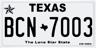 TX license plate BCN7003