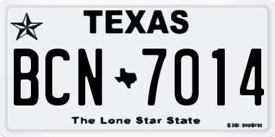 TX license plate BCN7014