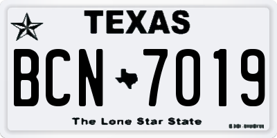 TX license plate BCN7019