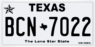 TX license plate BCN7022