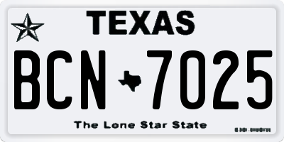 TX license plate BCN7025
