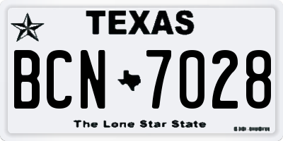 TX license plate BCN7028