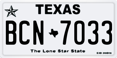 TX license plate BCN7033
