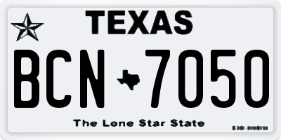 TX license plate BCN7050