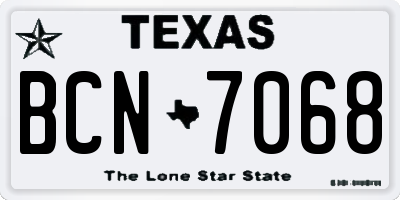 TX license plate BCN7068