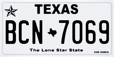 TX license plate BCN7069