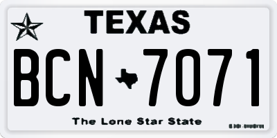 TX license plate BCN7071