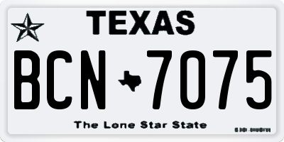 TX license plate BCN7075