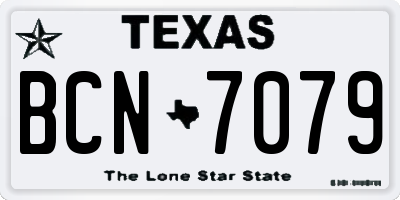 TX license plate BCN7079