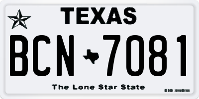 TX license plate BCN7081