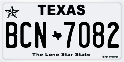 TX license plate BCN7082