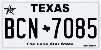 TX license plate BCN7085