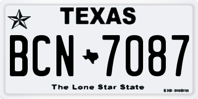 TX license plate BCN7087