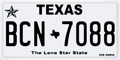 TX license plate BCN7088