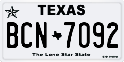TX license plate BCN7092