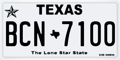 TX license plate BCN7100