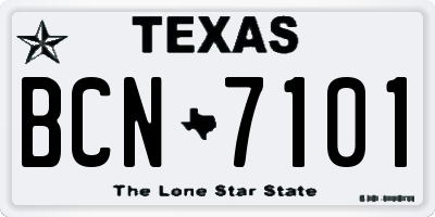 TX license plate BCN7101