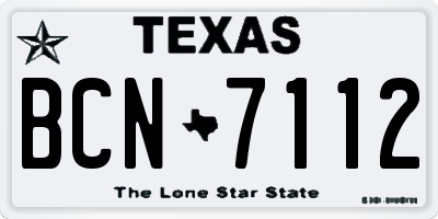 TX license plate BCN7112