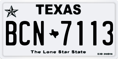 TX license plate BCN7113