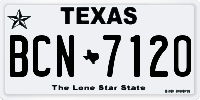 TX license plate BCN7120