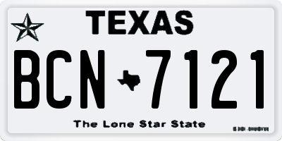 TX license plate BCN7121