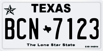 TX license plate BCN7123