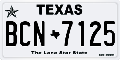TX license plate BCN7125
