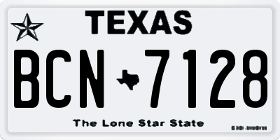 TX license plate BCN7128