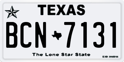 TX license plate BCN7131