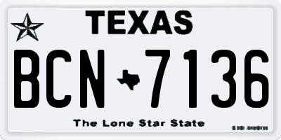 TX license plate BCN7136